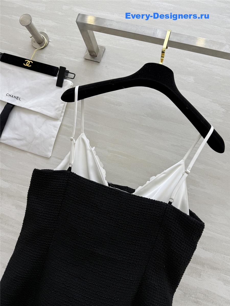 Ch**el black embroidered waffle top