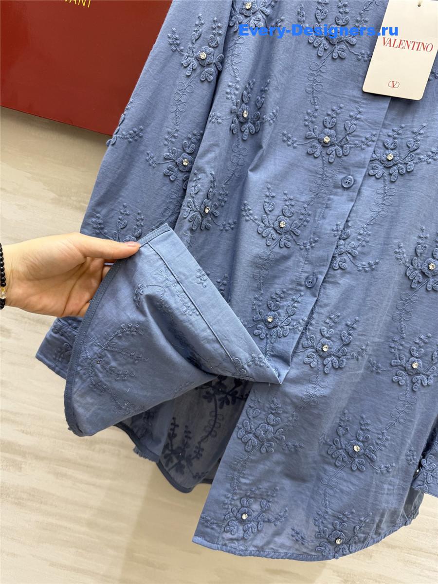 Va1e*ntin0 light blue textured shirt