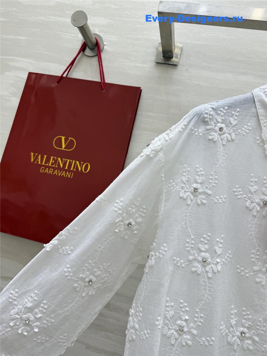 Va1e*ntin0 white textured-weave shirt