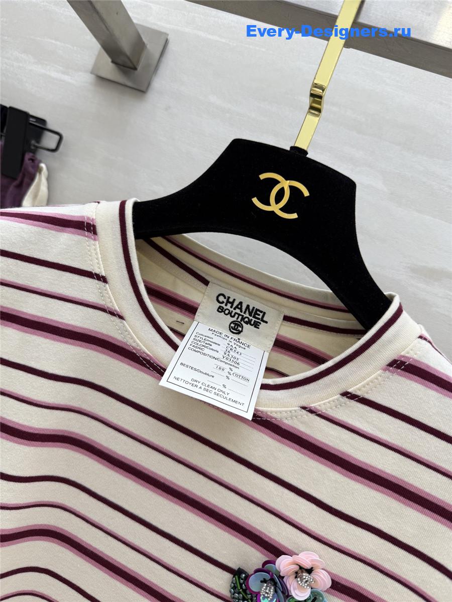 Ch**el pink beaded floral tee