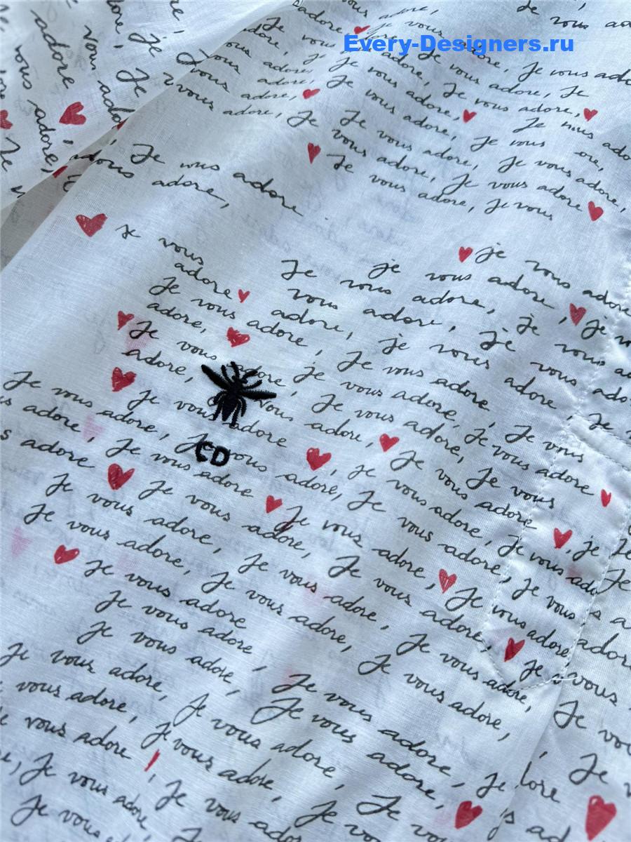 D10r white letter print lapel shirt