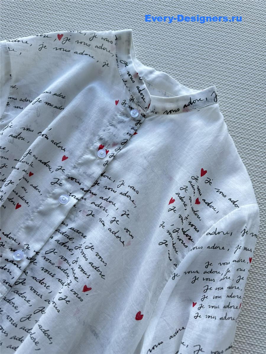 D10r white letter print lapel shirt