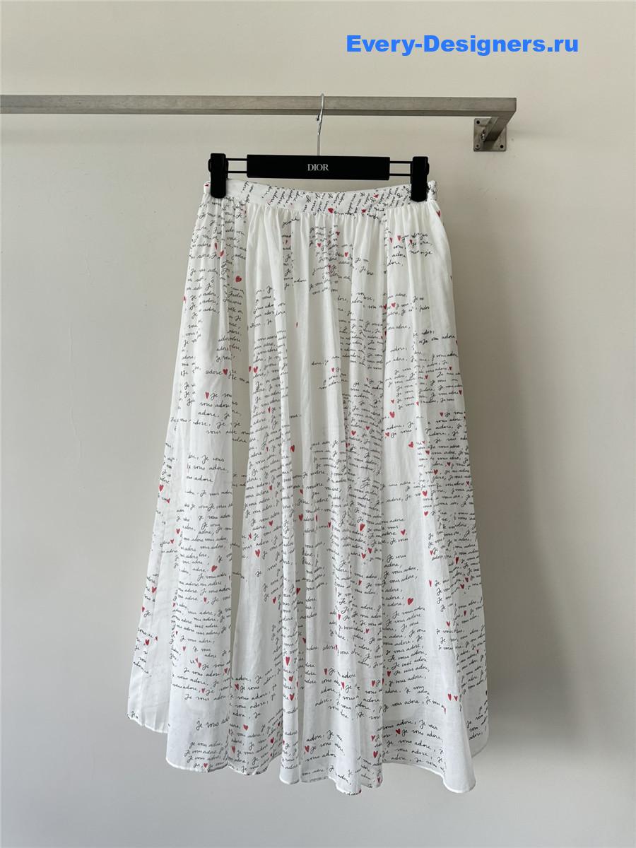 D10r white letter print lapel skirt