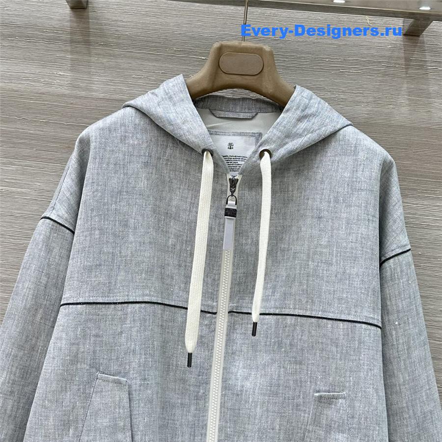 BC Grey Gold Linen Hooded Jacket