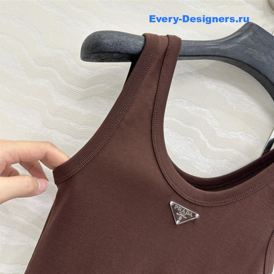 Pra*a ribbed-knit tank top brown