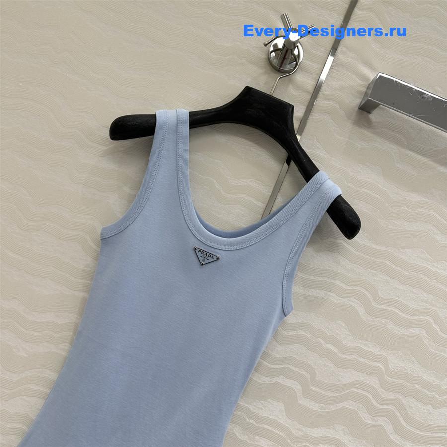 Pra*a light blue ribbed-knit tank top