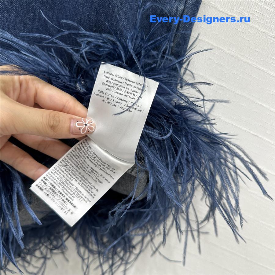 Va1e*ntin0 feather-trim denim dress
