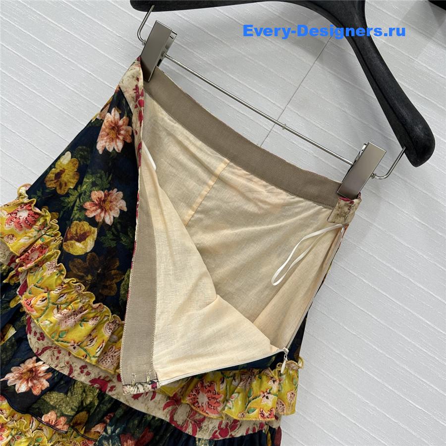 Va1e*ntin0 multicolor ruffled midi skirt