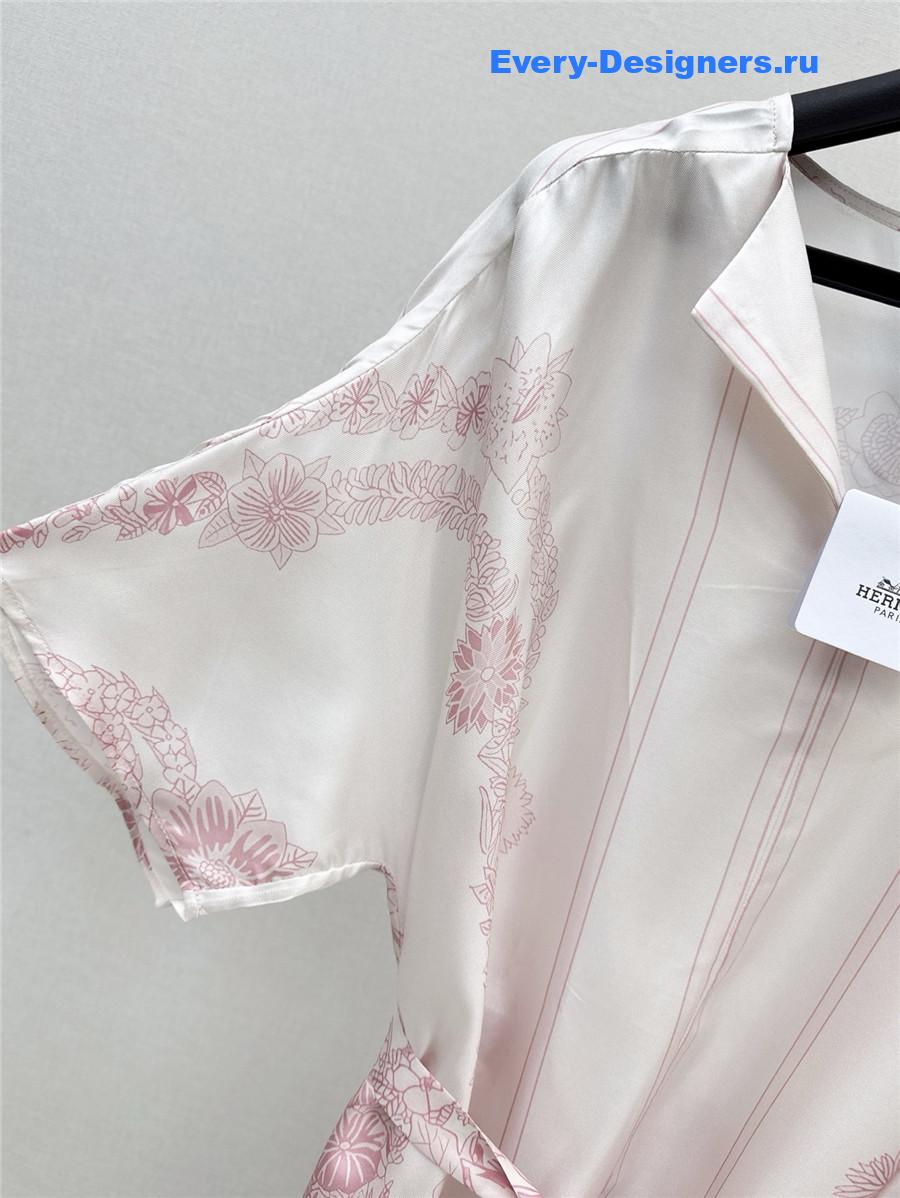 H**me5 pink silk slit dress