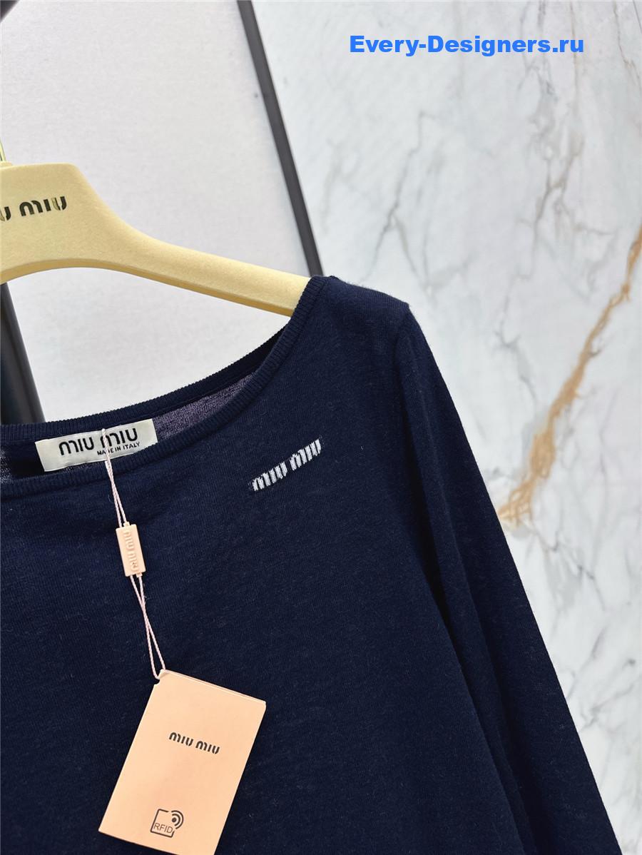 Miu Miu Dark Blue Lettering Pullover