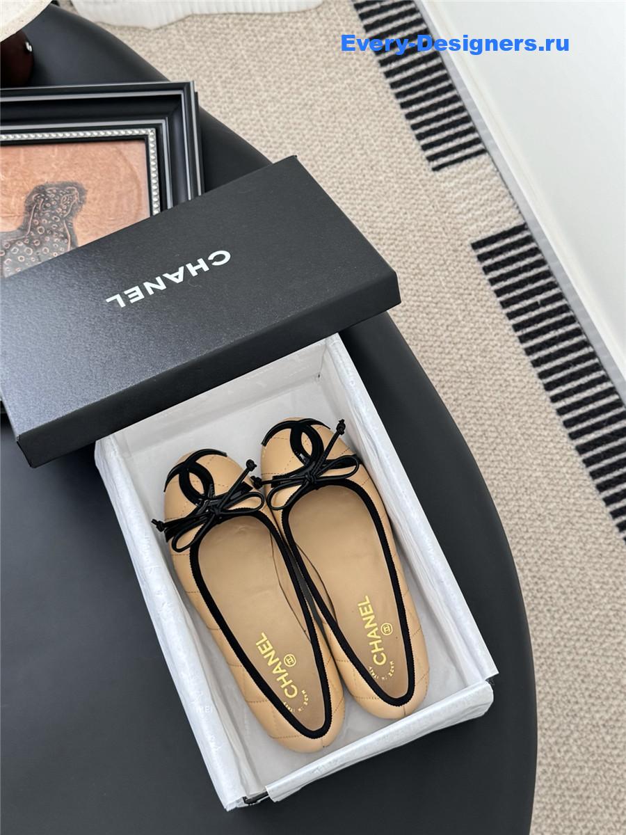 Ch**el beige quilted ballet flats