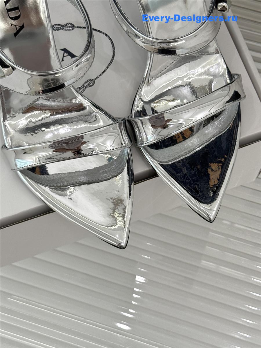 Pra*a silver patent heeled sandals