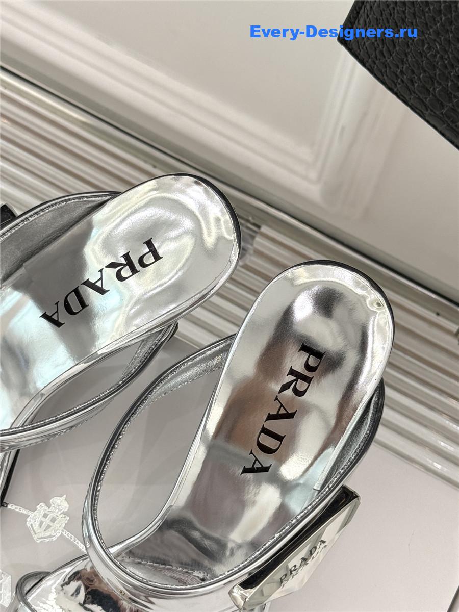 Pra*a silver patent heeled sandals