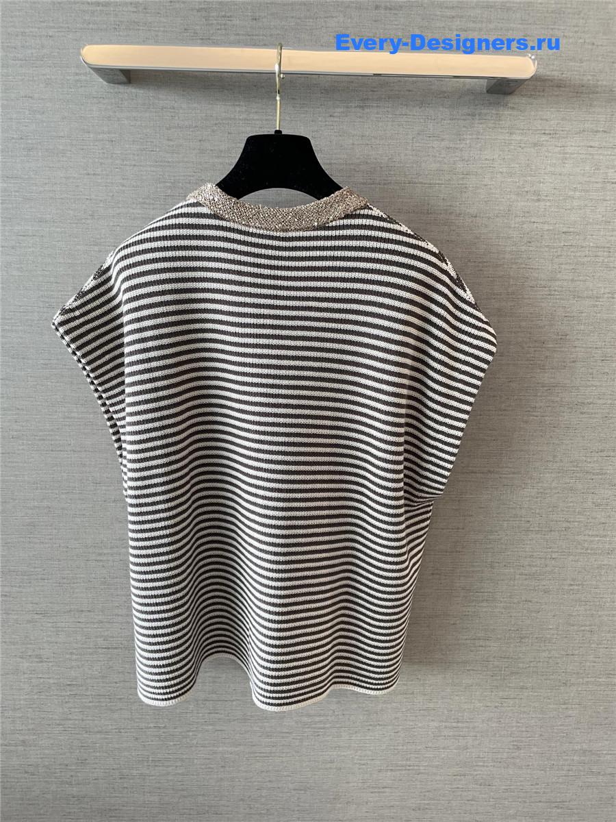 BC Dazzling Collar Striped Top