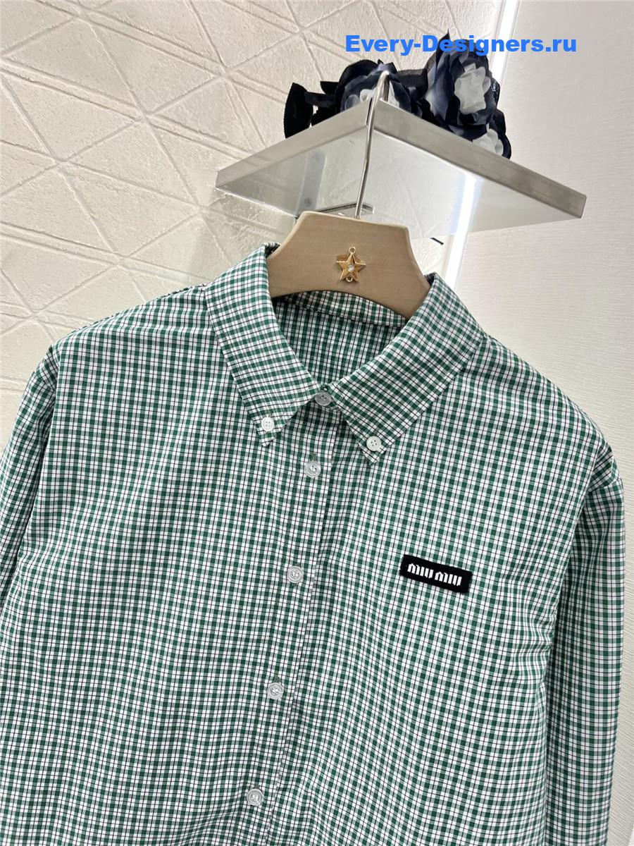 Miu Miu Emerald Checked Shirt