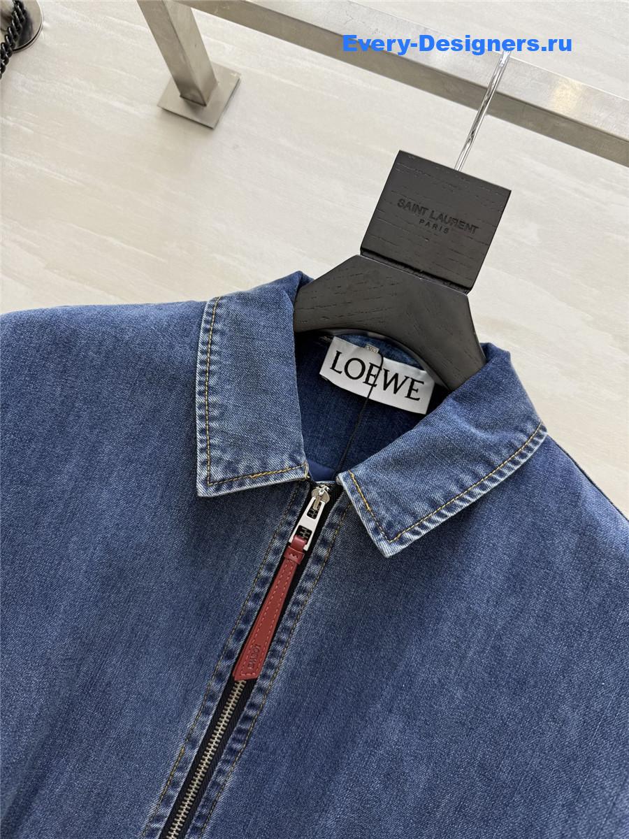 L0ew* draped denim bomber jacket