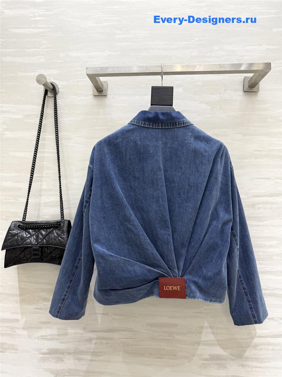 L0ew* draped denim bomber jacket