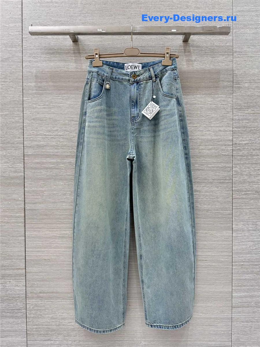 L0ew* embroidered lettering jeans