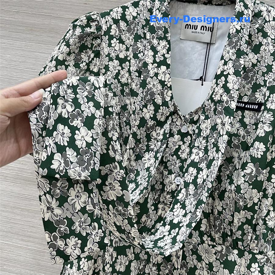 Miu Miu Floral Puff Sleeve Dress