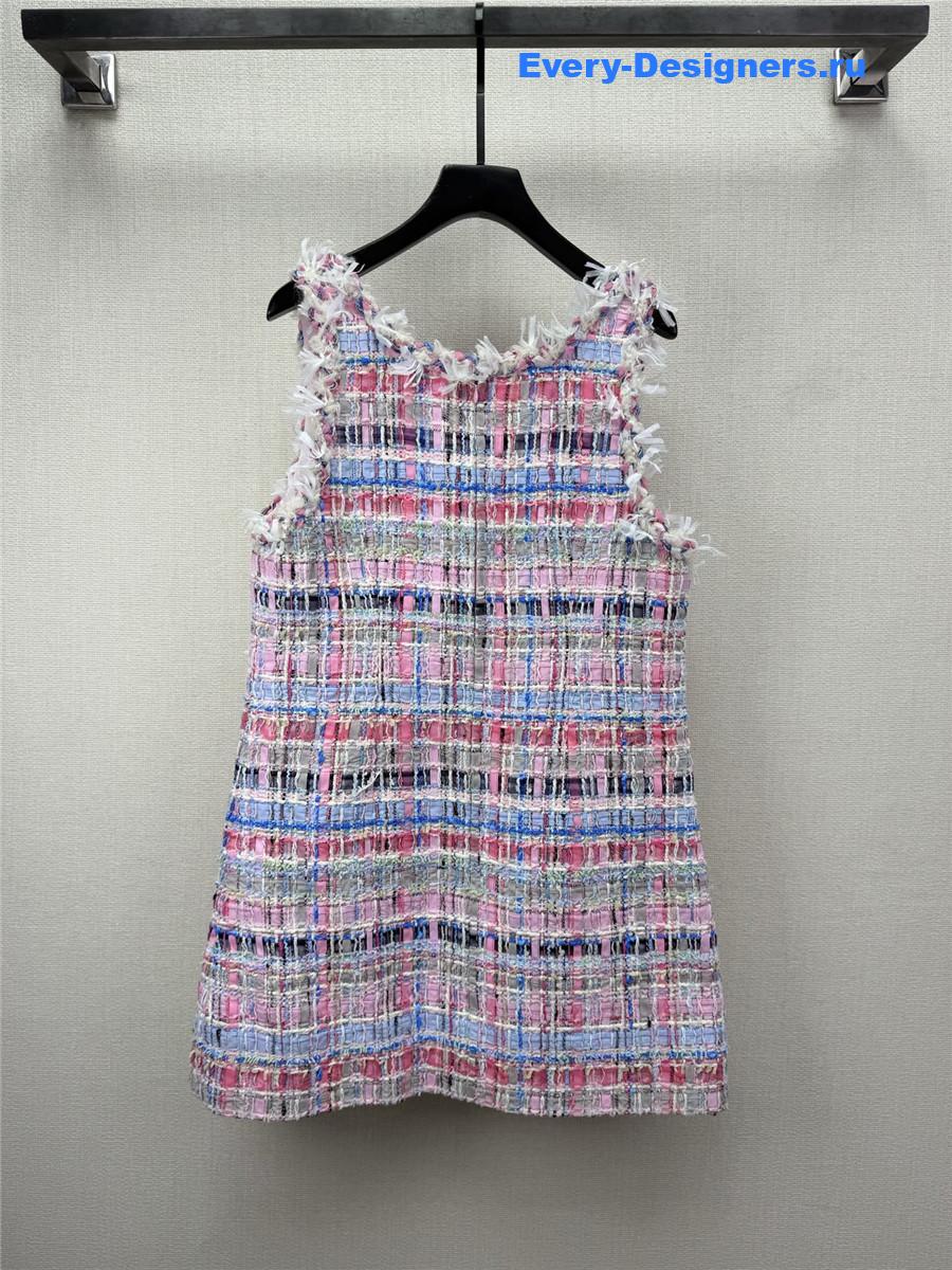 Ch**el pink tweed vest dress