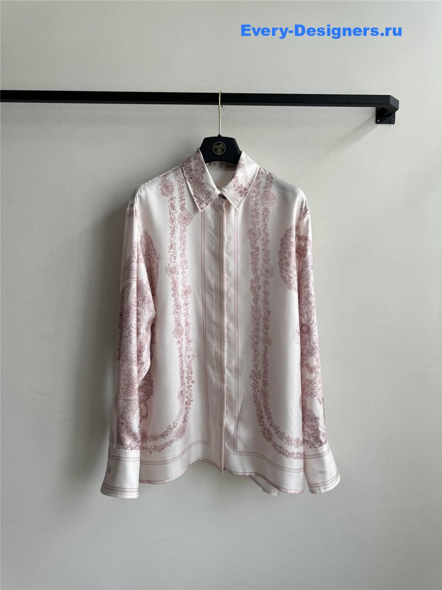 H**me5 pink floral silk shirt