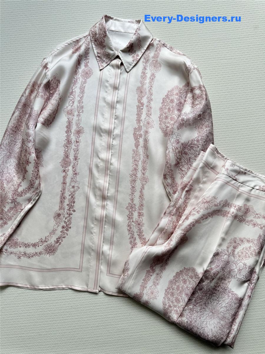 H**me5 pink floral silk shirt