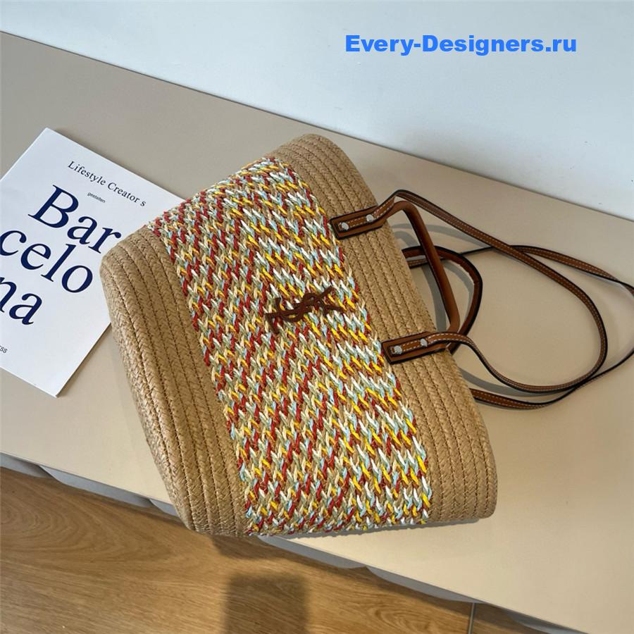 Sa1nt Lau*nt brown raffia tote woven bag