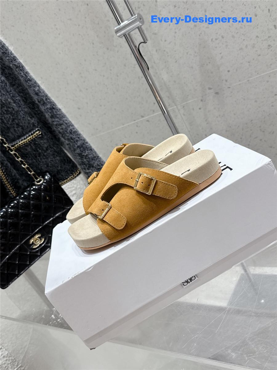 L0ew* brown suede two-strap sandals