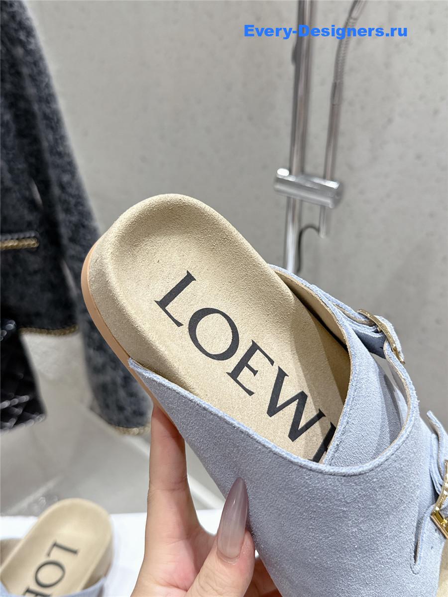 L0ew* blue suede two-strap sandals