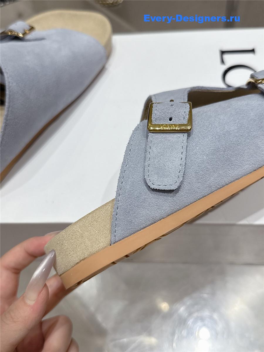 L0ew* blue suede two-strap sandals