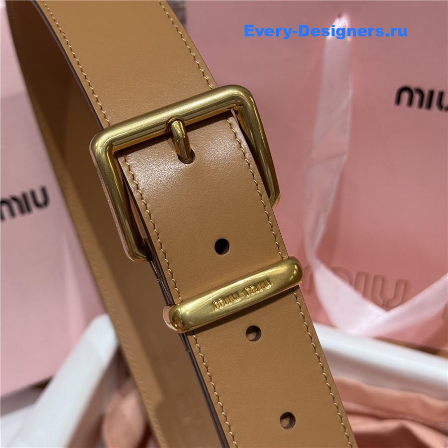 Miu Miu Caramel Leather Belt In Brown