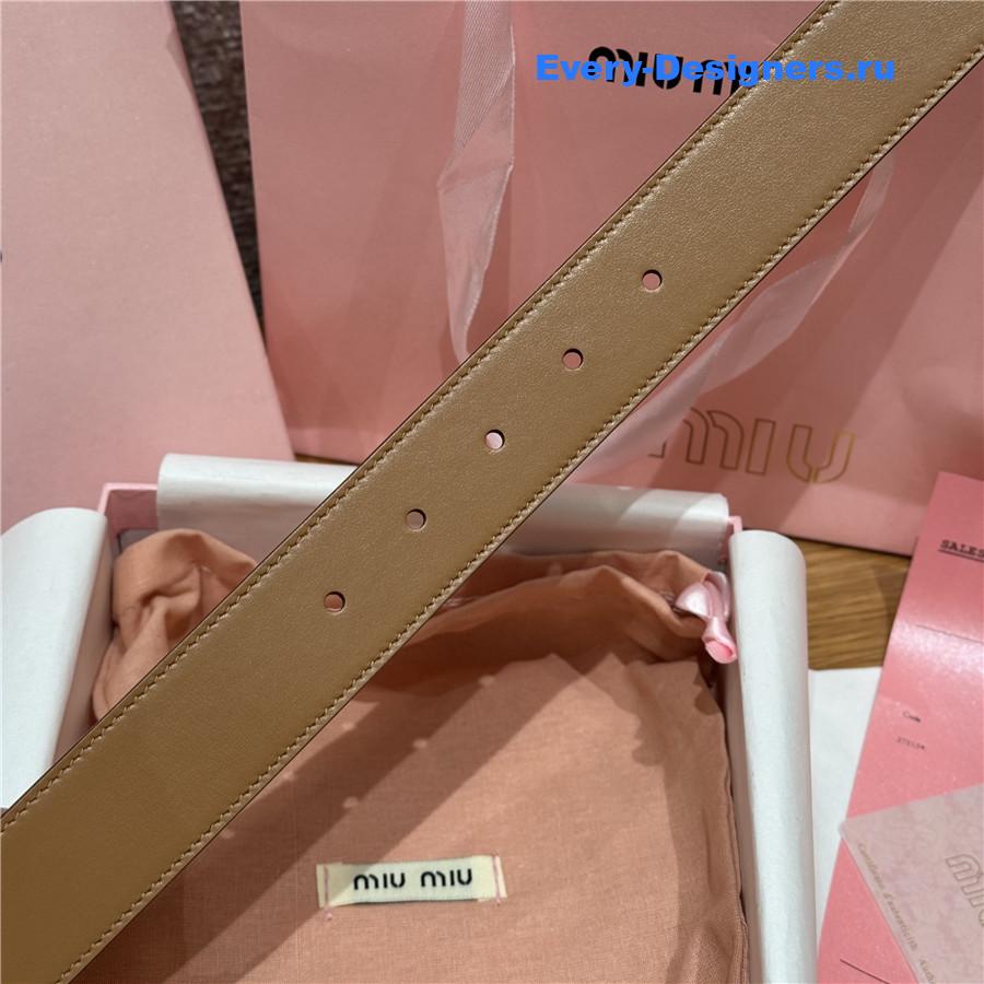 Miu Miu Caramel Leather Belt In Brown