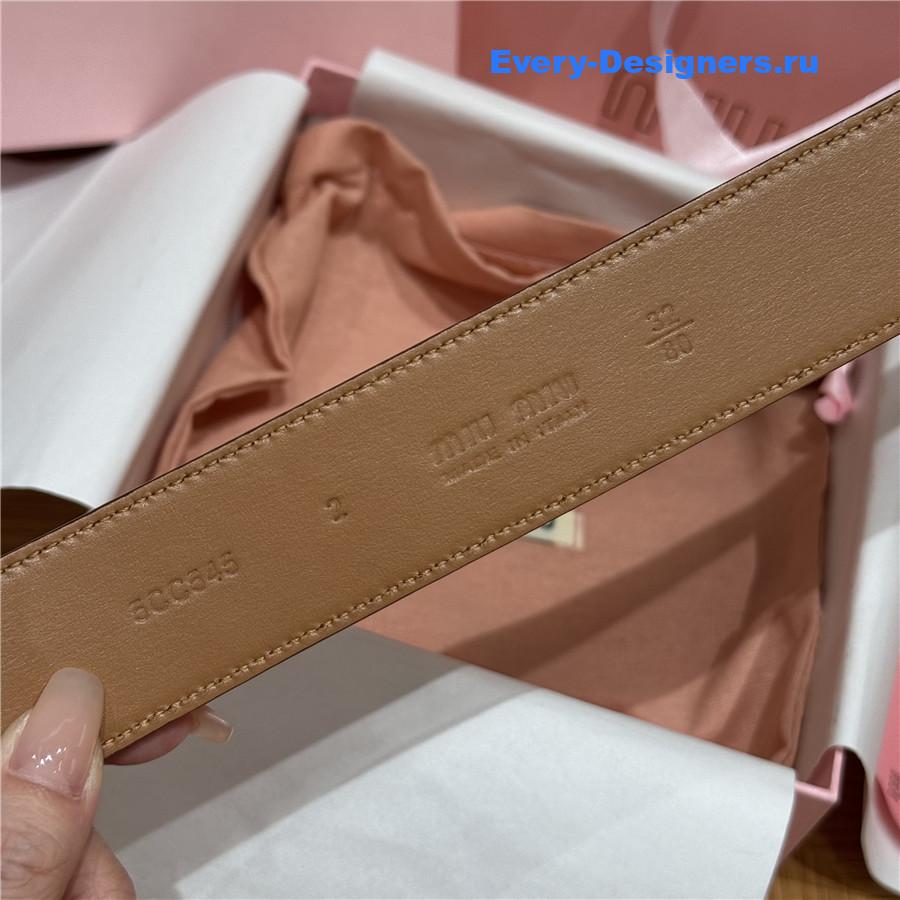 Miu Miu Caramel Leather Belt In Brown