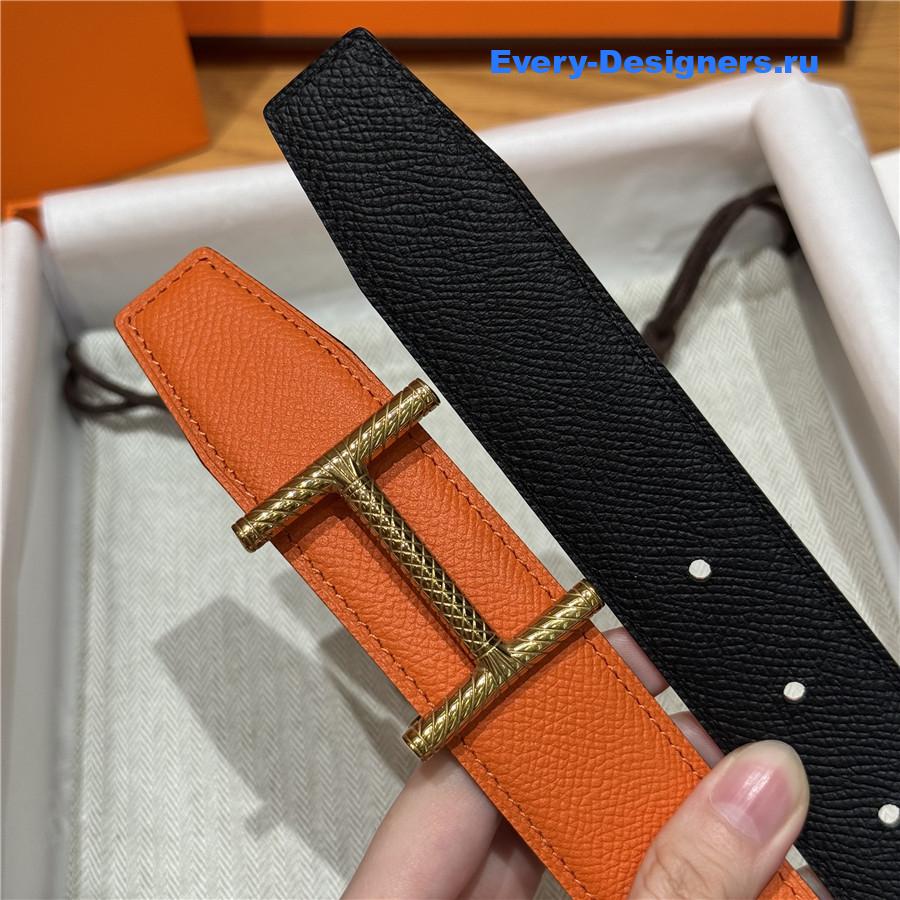 H**me5 hisseo orange leather belt