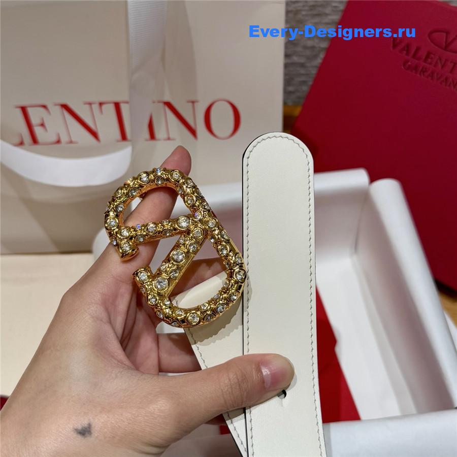 Va1e*ntin0 vlogo white leather belt
