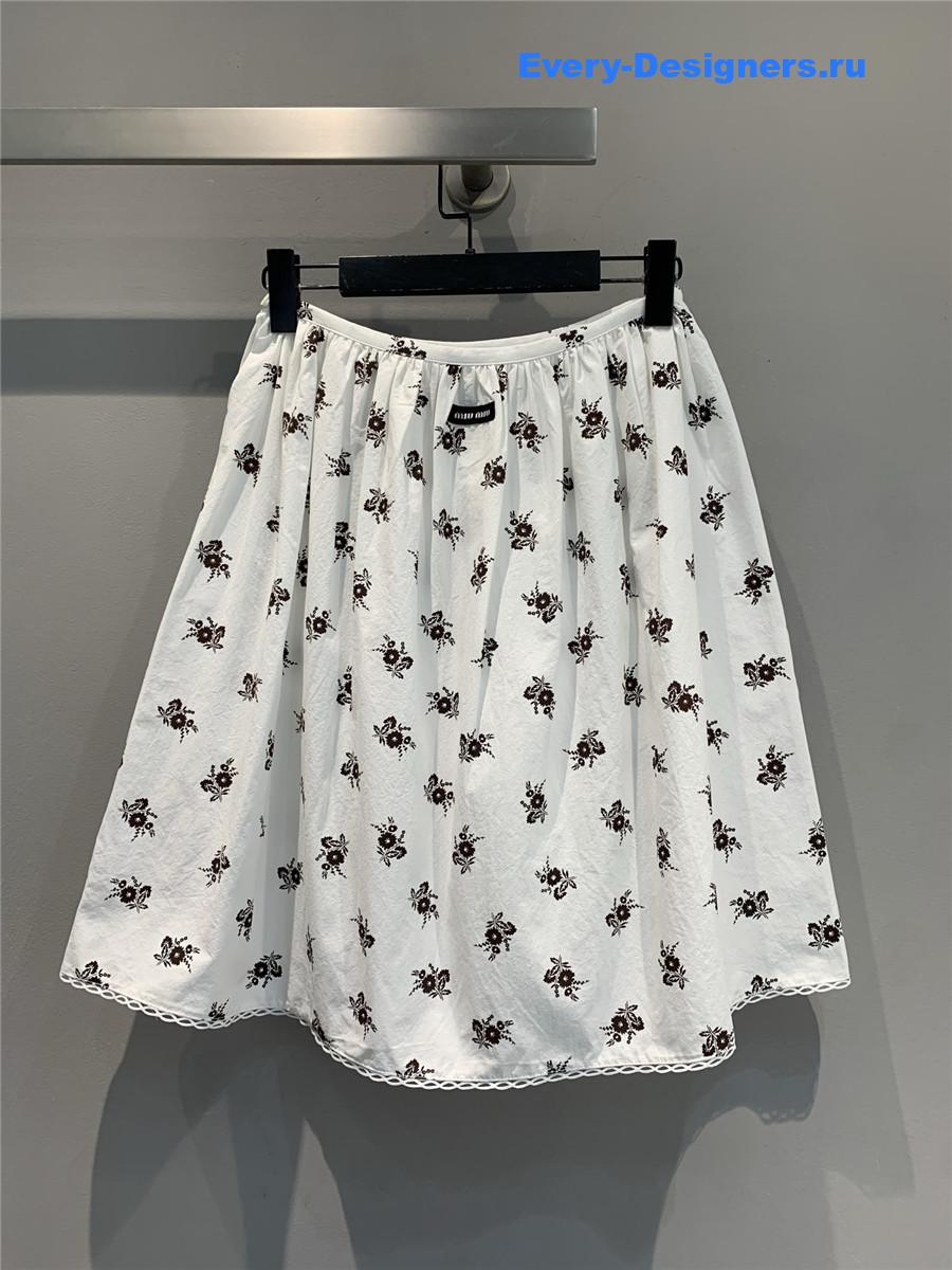 Miu Miu Printed Poplin Skirt