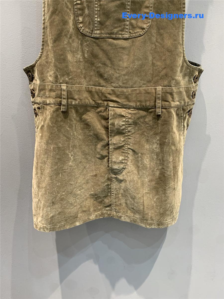 Miu Miu Tobacco Flocked Chambray Mini-Dress