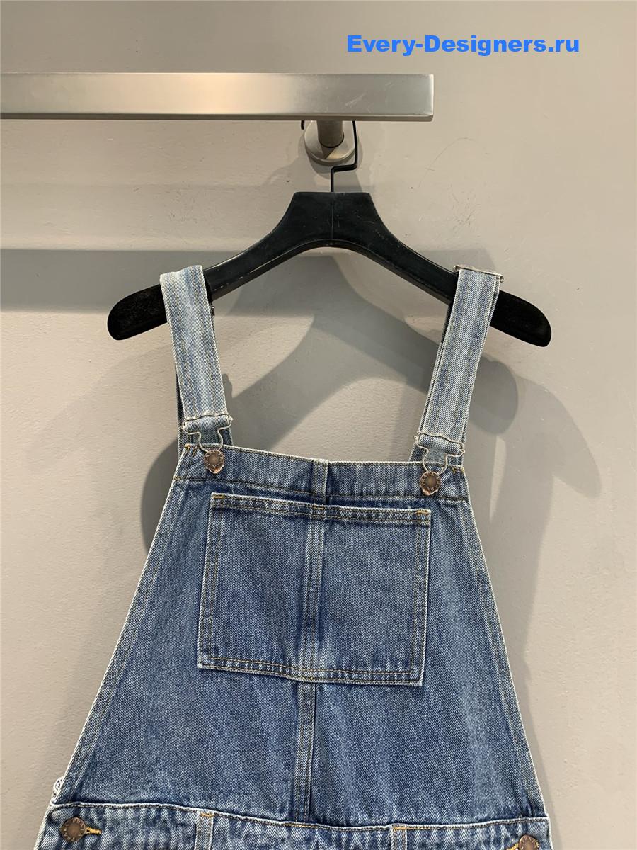 Pra*a light blue denim bib dress