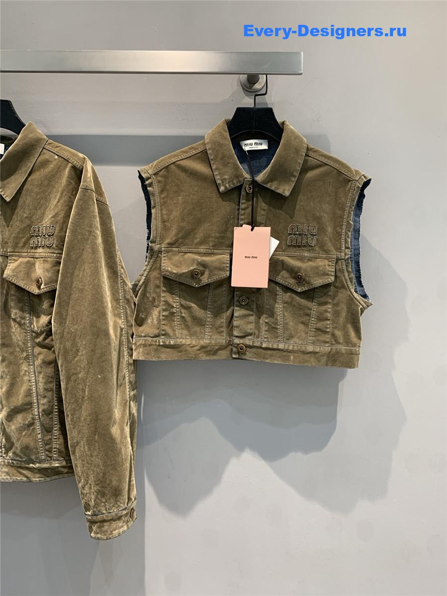 Miu Miu Tobacco Brown Chambray Vest