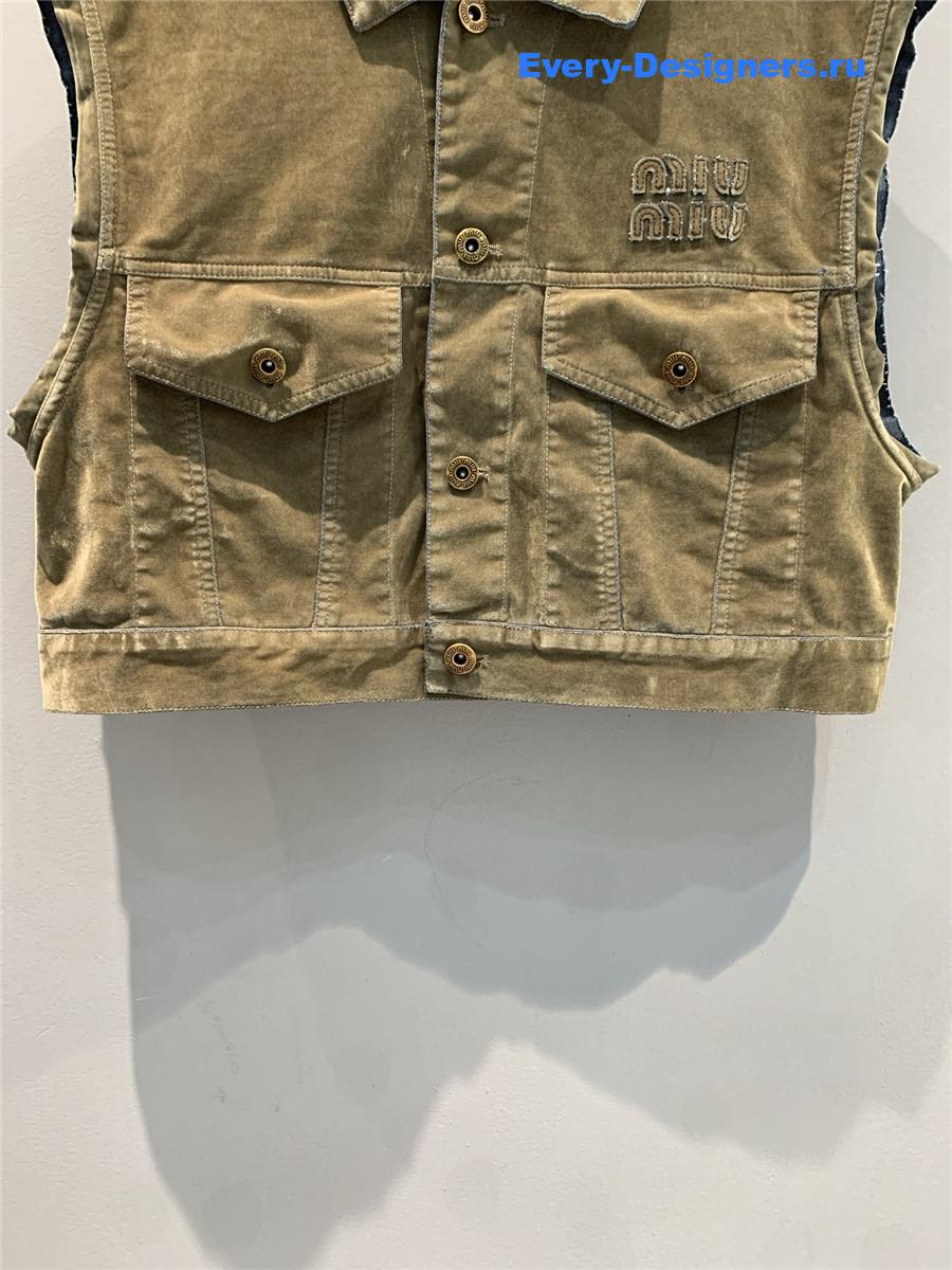 Miu Miu Tobacco Brown Chambray Vest