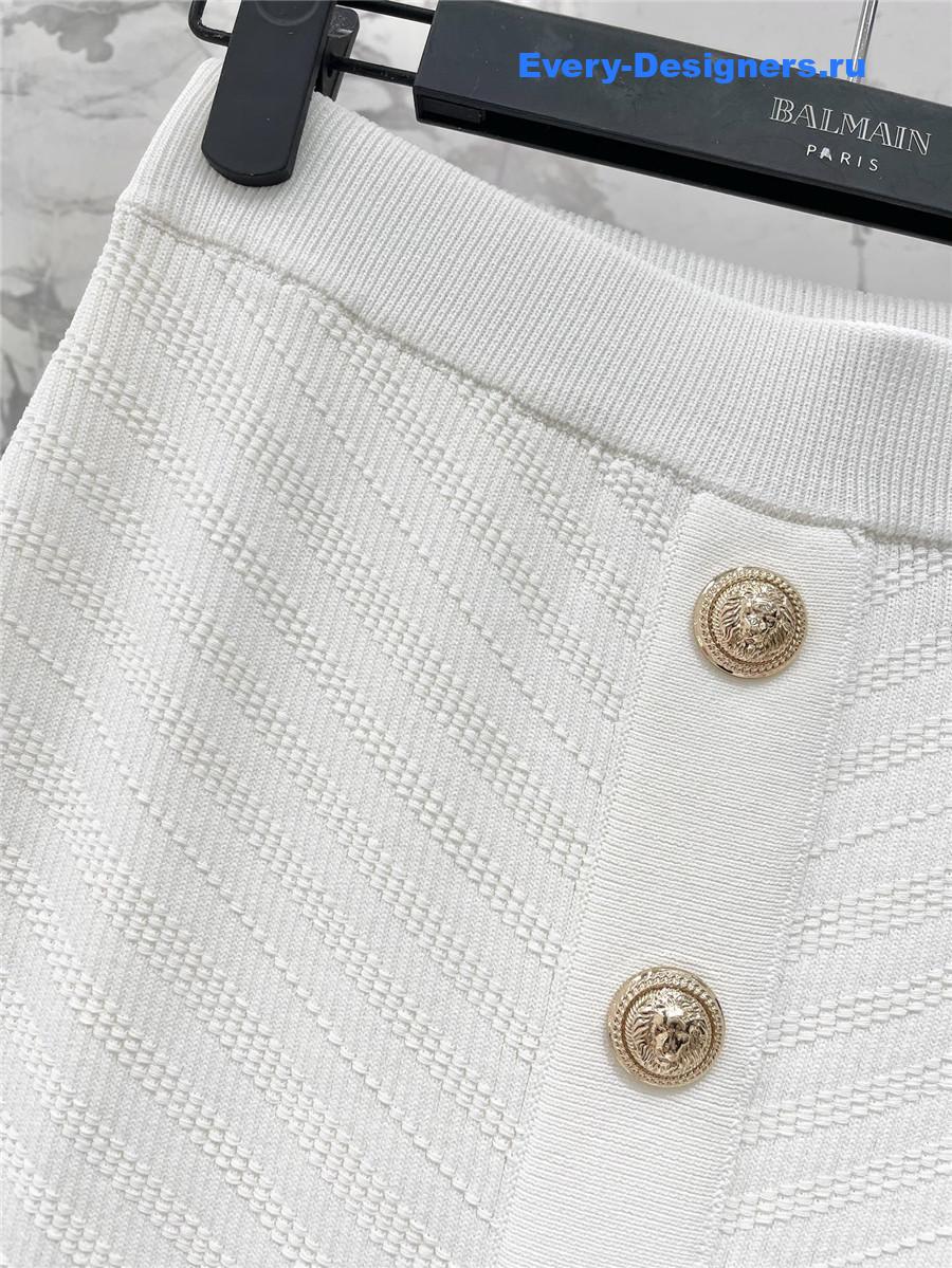 Balmain White Knitted Skirt