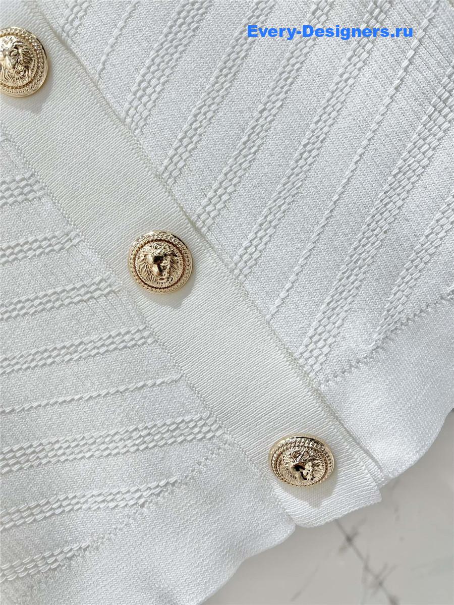Balmain Pointelle Cardigan White