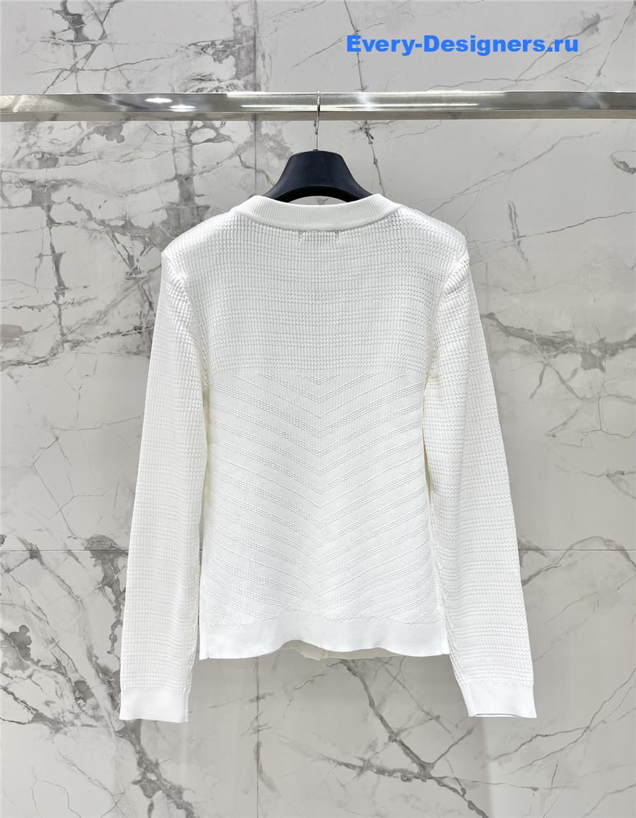 Balmain Pointelle Cardigan White