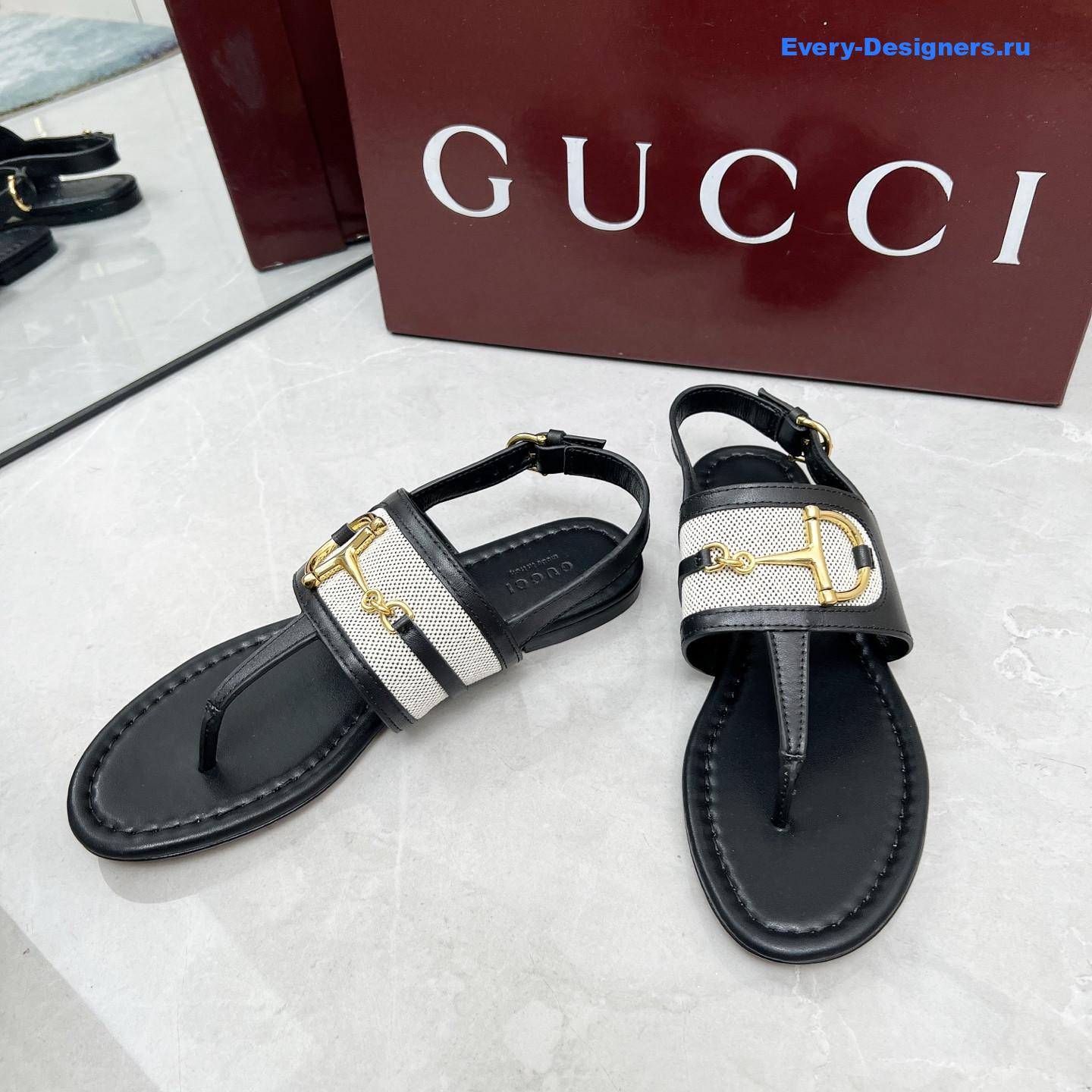 Gvc*1 black leather horsebit sandals