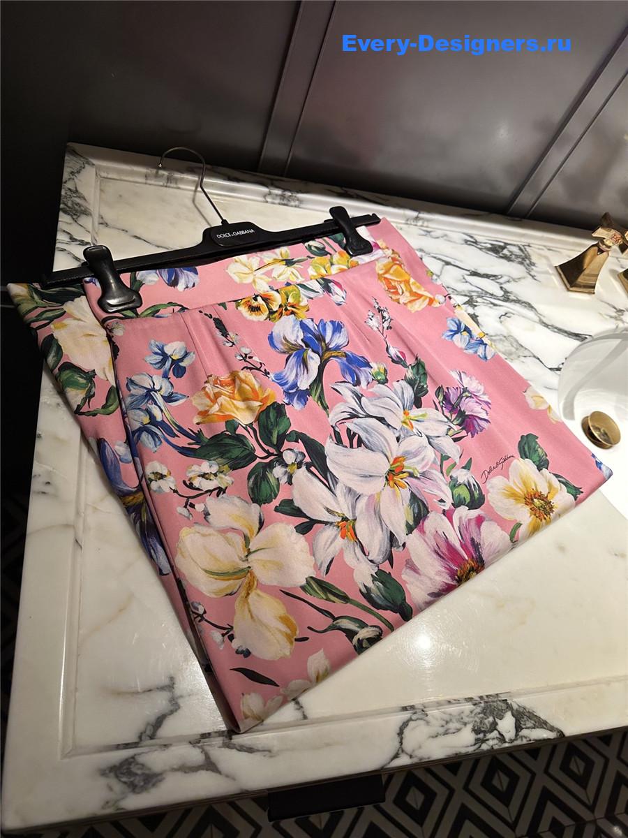 Dolce & Gabbana Floral-Print Charmeuse Skirt