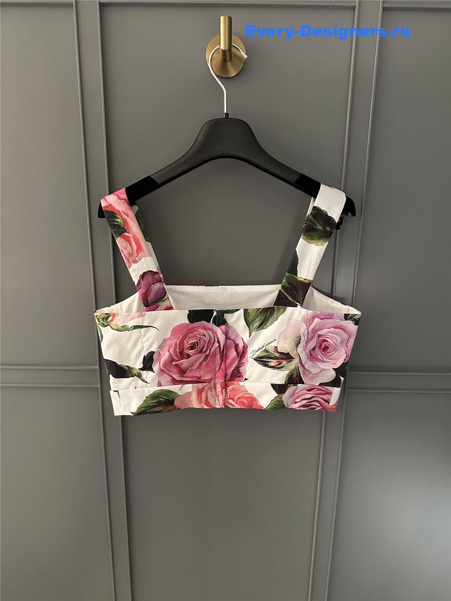 Dolce & Gabbana Pink Floral Cropped Top