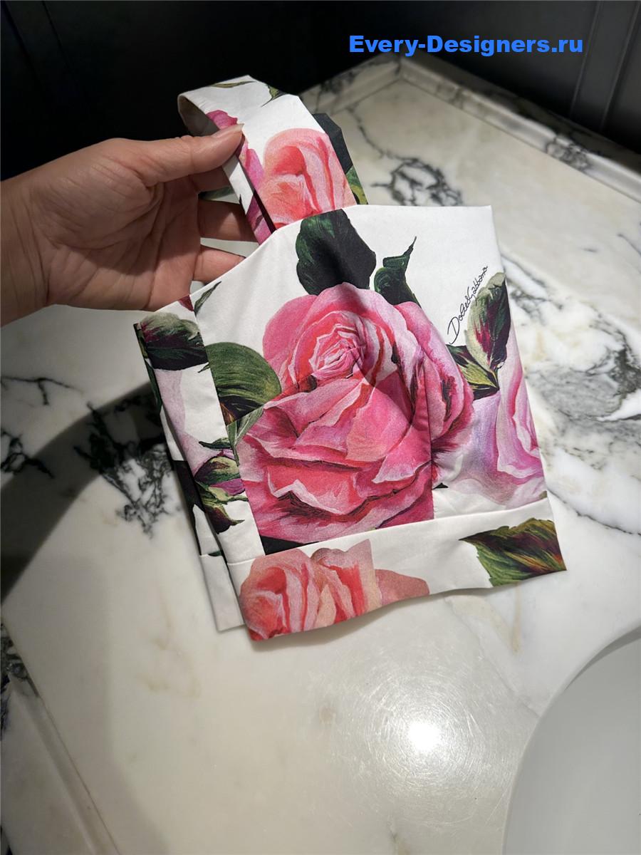 Dolce & Gabbana Pink Floral Cropped Top