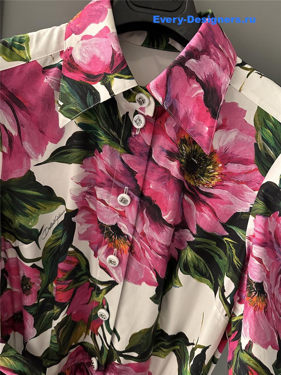 Dolce & Gabbana Peony Print Shirt Dress