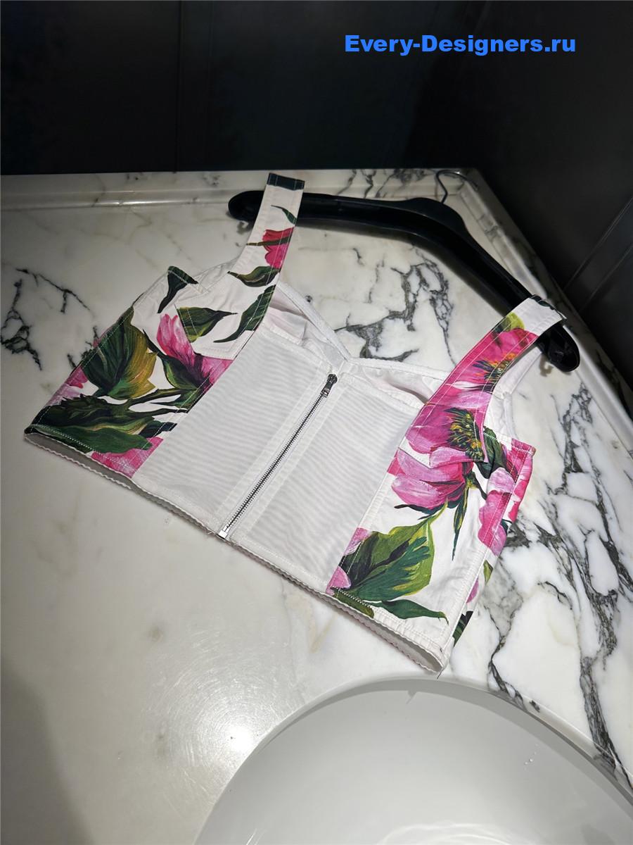 Dolce & Gabbana Peony Print Corset Top