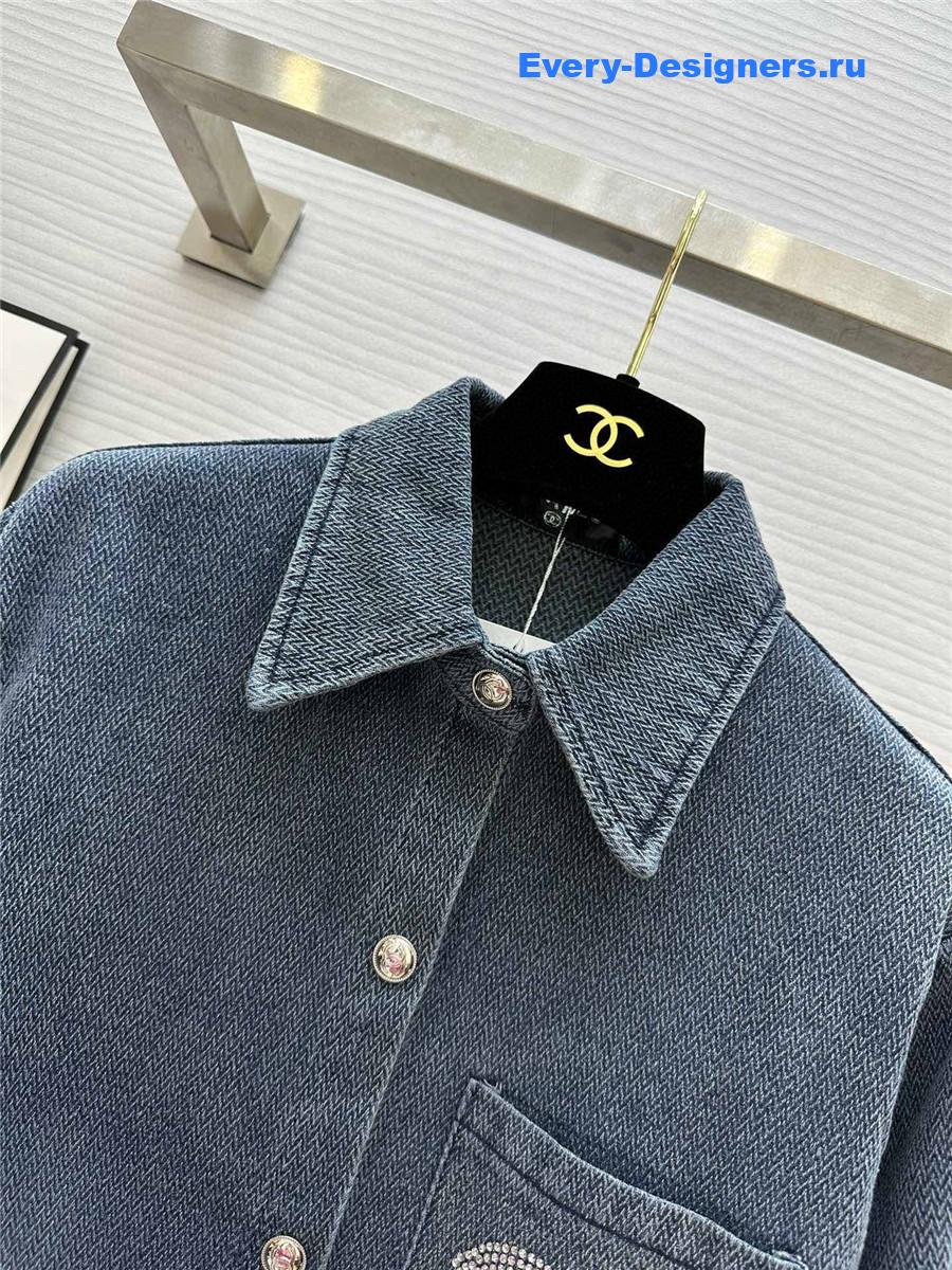 Ch**el embroidered denim shirt jacket